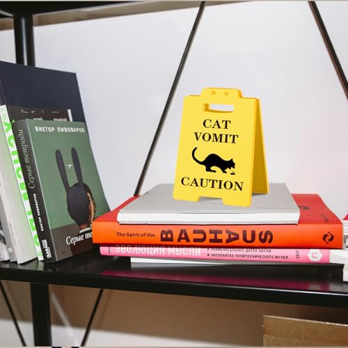 Funny Cat Vomit Caution Sign - Hilarious Desk Decor for Cat Lovers