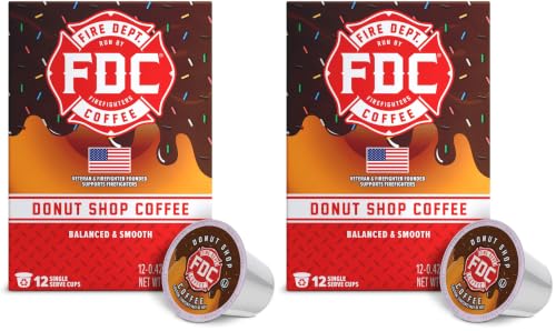 Fire Department Coffee Donut Shop Pods 12-Count Pack of 2 Medium Roast Sweet & Smooth USA Veteran-Owned