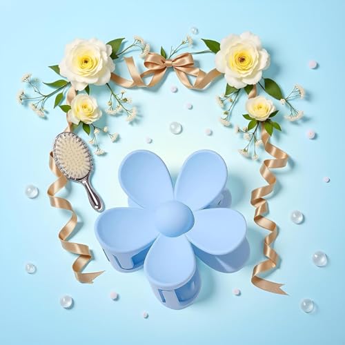 Blue Matte Flower Hair Claw Clip Non-Slip Hair Accessory for Women