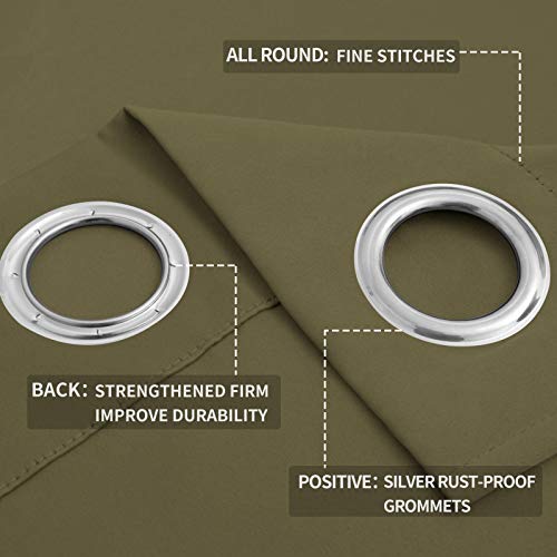 Easy-Going Khaki Thermal Blackout Curtains, 2 Panels 52x63