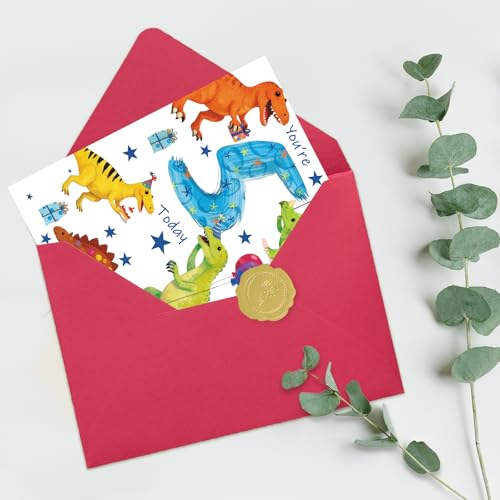 Dinosaur 5th Birthday Card for Boy - Cute Greeting Card (MS432)