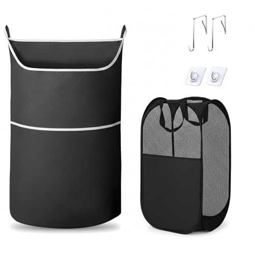 Grofur 2-in-1 XL Over-the-Door Laundry Hamper with Pop-Up Mesh Basket