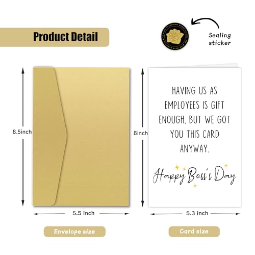 Funny Boss Day Card - 8x5.3in Humor Card for Bosses