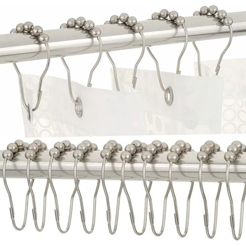 YAMHOHO Rust Proof Stainless Steel Shower Curtain Hooks - Set of 12