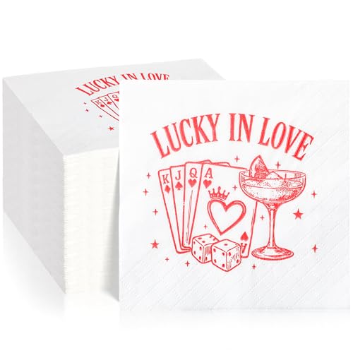 Lucky in Love Bachelorette Party Napkins - 100 Pcs Beach Wedding Decor