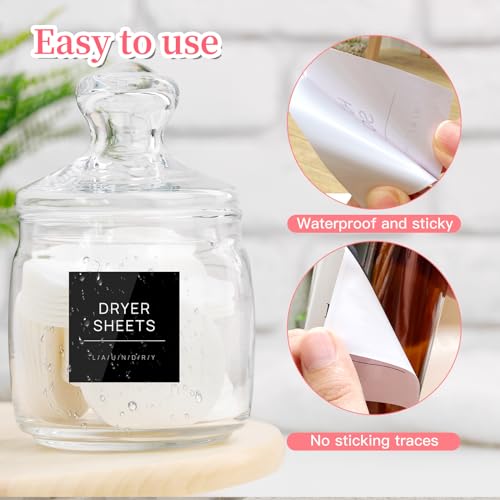 28 PCS Minimalist Waterproof Laundry Labels for Jars - Black