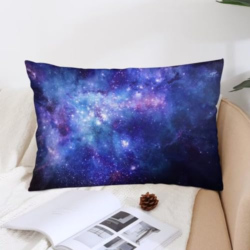 Galaxy Lumbar Pillow Cover 20x30" - Blue Purple Nebula Design