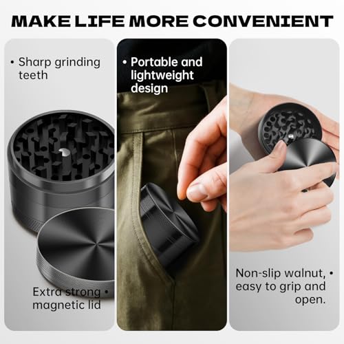2.5-Inch Heavy-Duty Aluminum Coffee Bean Canister with Smooth Grinding - Black Kitchen Storage