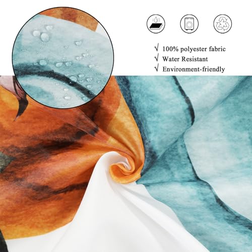 Fall Shower Curtain with Watercolor Pumpkins & Leaves - 72" x 72"