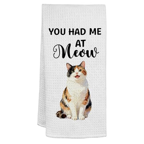 Calico Cat Hand Towel, 16x24 Decorative Funny Animal Dish Towel for Bathroom