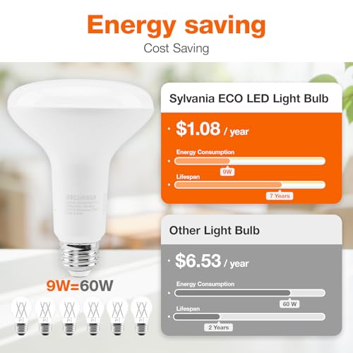Sylvania LED BR30 Light Bulbs 10W, 650 Lumens - 4 Pack, Dimmable