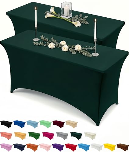Utopia Kitchen 4FT Hunter Green Spandex Table Cloth - 2 Pack
