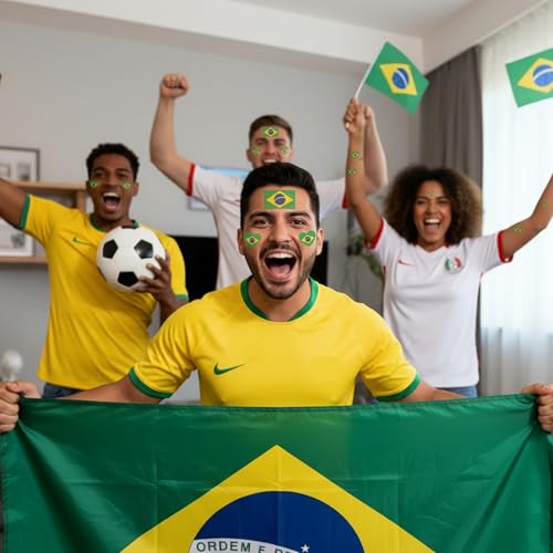 Brazil Flag Temporary Tattoos - 20 Sheets Waterproof Face Stickers