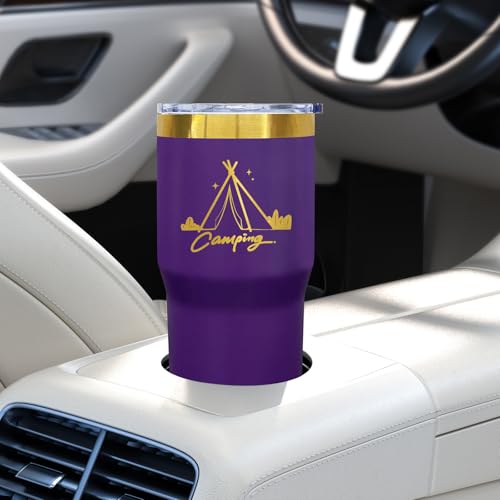 Purple 20 oz Stainless Steel Tumbler with Lid & Straw - Bulk Set of 6
