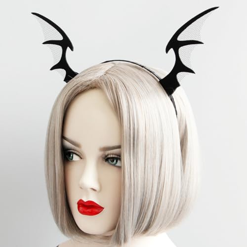 ZCMG 2 Pcs Halloween Bat Wing Headband Devil Horns Hair Hoops