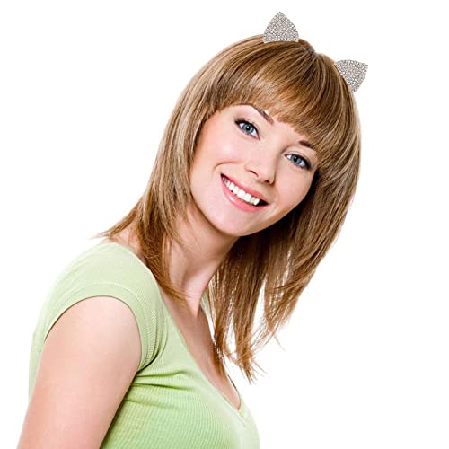 ZCMG Rhinestone Cat Ears Headband 2 Pcs Silver Crystal Hair Hoops