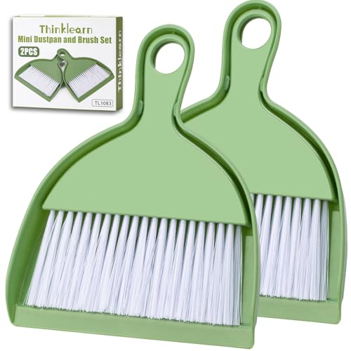 ThinkLearn 2PCS Green Mini Dust Pan and Brush Set for Easy Cleaning