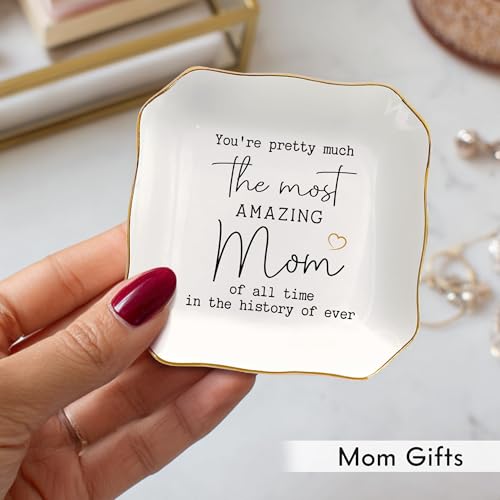 Ceramic Jewelry Tray Ring Dish for Mom - Birthday & Holiday Gift