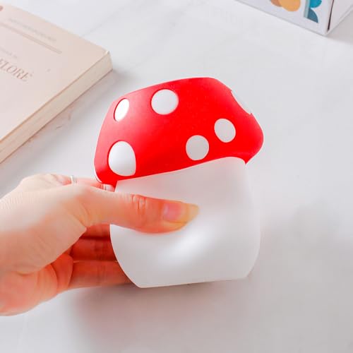 Red Silicone Mushroom Toothbrush Holder for Kids - Fun & Unbreakable
