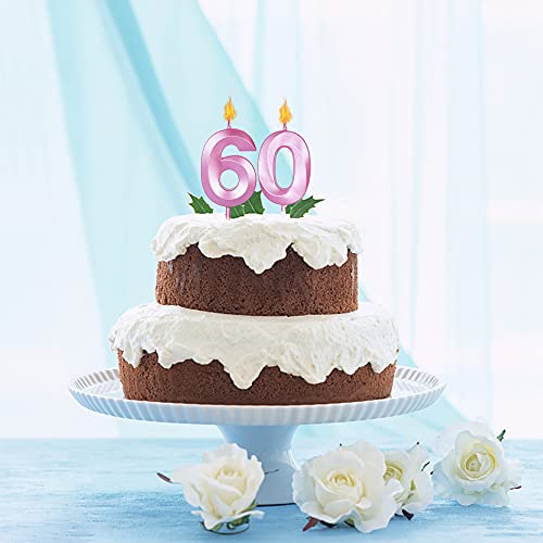 Pink 55th Birthday Cake Candles - Glitter Number Topper Set