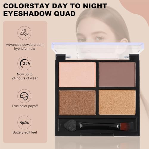 UOCK Four-Color Brown Eyeshadow Palette Matte and Shimmer Nude Makeup