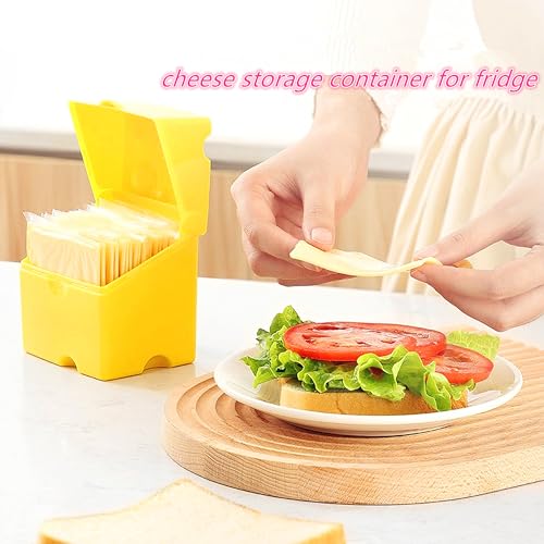 CREHNIL Cheese Slice Storage Container - Yellow ABS Fridge Keeper