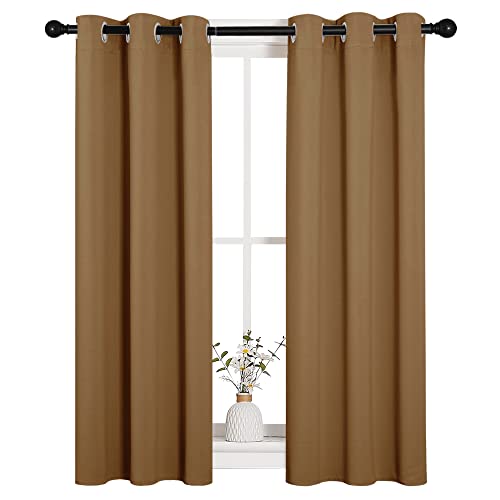 NICETOWN Blackout Curtains 29x40 Inches - 2 Panels, Noise Reducing, Gold Brown