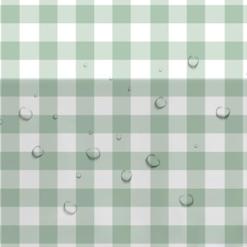 Sage Green Gingham Tablecloths - 3 Pack, 55 x 86in, Disposable