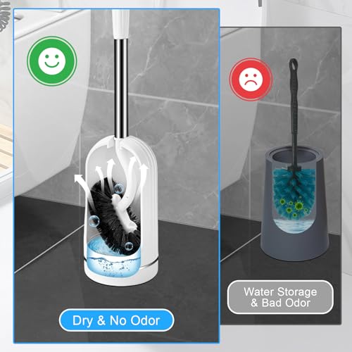 AONEZ Toilet Brush and Holder Set, Under-Rim Cleaning with Vented Base