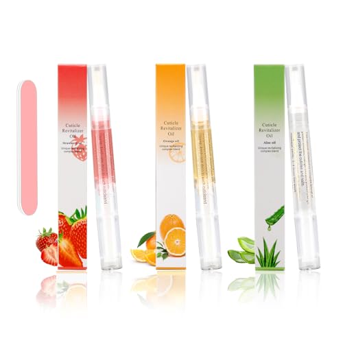 Meschett 3PCS Nail Cuticle Oil Pen Set with Nail File, Moisturizing