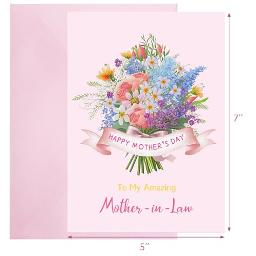 Happy Mother's Day Card for Mother-in-Law with Envelope - 5x7