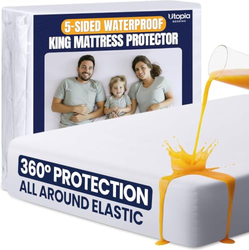 5-Sided Waterproof King Mattress Protector - Fits Up to 17" Deep