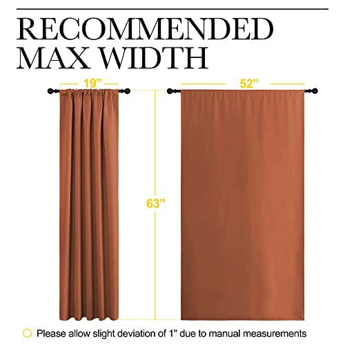 NICETOWN Burnt Orange Blackout Curtains - 52" x 63" (2 Panels)