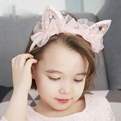 Black Sequins Lace Cat Ears Headband Cute Hair Accessory for Girls