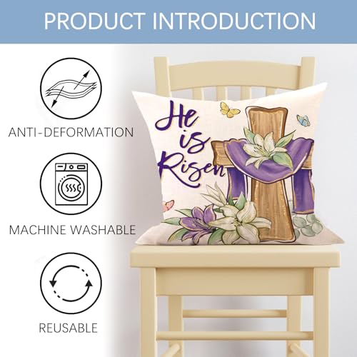 Easter Christian Decorative Throw Pillow Cover 16x16 Inches - Home Decor Accent