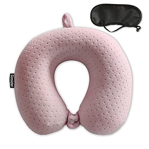 Gosider Memory Foam Travel Neck Pillow - Ergonomic Velvet Support, Pink