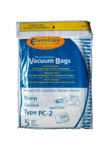 EnviroCare Micro Filtration Vacuum Dust Bags for Sharp PC-2 Canisters (5 Pack)