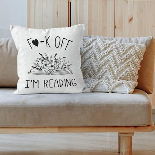 HIWX Book Reading Throw Pillow Cover, Soft Flannelette 18x18 Inch, White