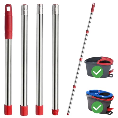 Kimmkco Stainless Steel Spin Mop Handle Replacement 4-Section Adjustable 30-58 inch for Ocedar EasyWring & RinseClean Systems