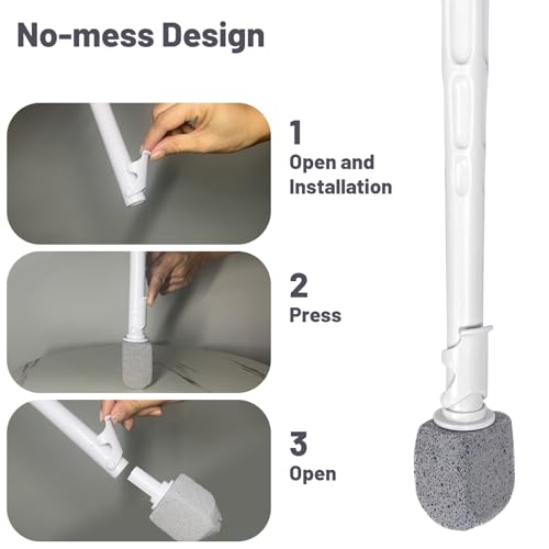ENWARUTU Pumice Stone Toilet Bowl Cleaner Wand with 5 Refills (Gray)