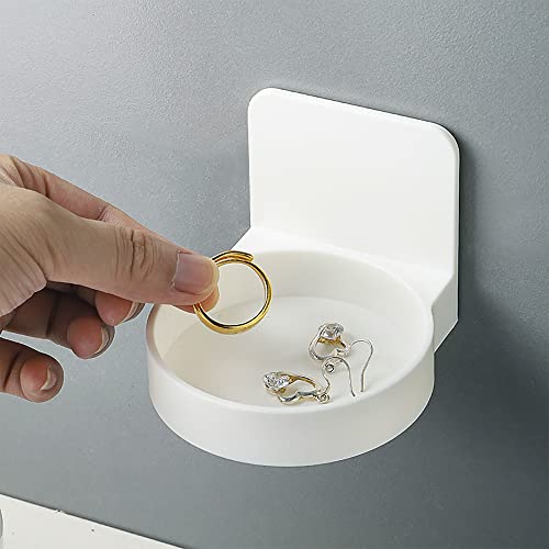2-Pack Round Floating Shelf - Adhesive Wall-Mounted Cup Holder