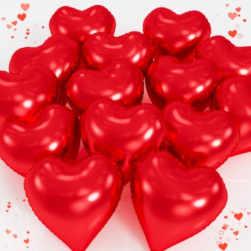 Red Foil Heart Balloons 18 Inch 20pcs Set for Wedding & Valentine's Day