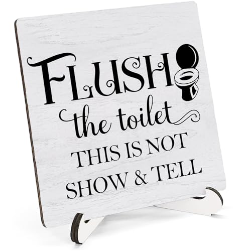 Funny Bathroom Sign - Flush the Toilet 5x5 Wooden Decor