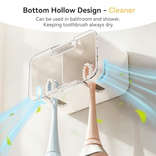 MOPMS Wall-Mounted Toothbrush Holder with Cover - 3 Slot Organizer