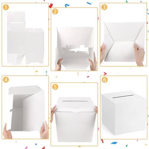 White Card Box with Slot - 11.8'' Gift Box for Weddings & Parties