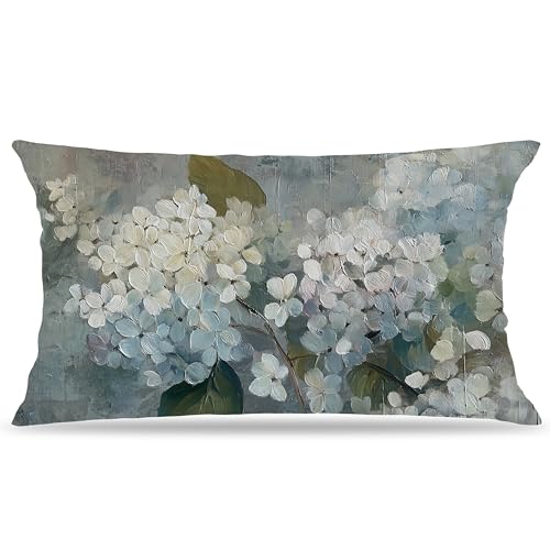 Rustic Spring Blue Hydrangea Pillow Cover 12x20, Color-1
