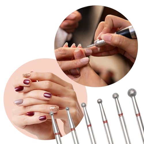 ETCAR 6 Pack Nail Drill Bits - 3/32" Cuticle Cleaning Ball Head Set