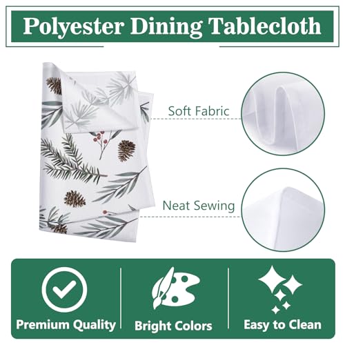 Winter Pine Tree Leaves Rectangle Tablecloth 52 x 70 Inch - Festive Holiday Decor