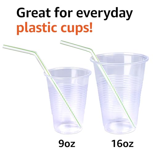 BPA-Free Disposable Striped Flex Straws - 100 Count Assorted Colors