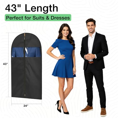 Moucas 2-Pack 43-Inch Garment Bags for Suits & Jackets